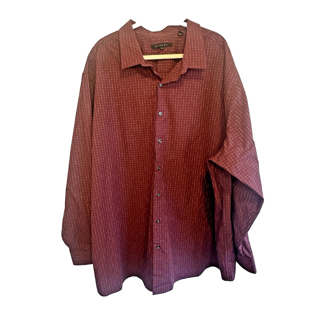 Synrgy Shirt Mens‎ 3XL Red Plaid Long Sleeve Button Up Cotton